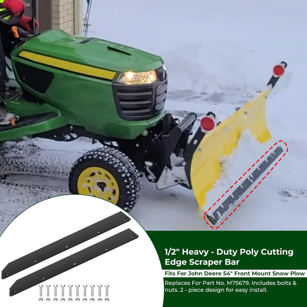 1/2" Poly Cutting Edge Scraper Bar For John Deere 54" Blade M75679 | Fits For John Deere 54" Front Mount Snow Blade