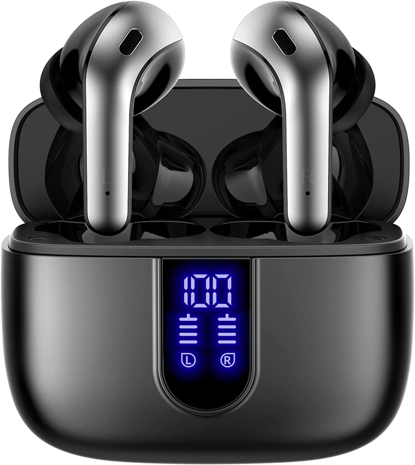 Bluetooth Headphones True Wireless Earbuds 60H Playback LED Power Display Earphones with Wireless Charging Case IPX5