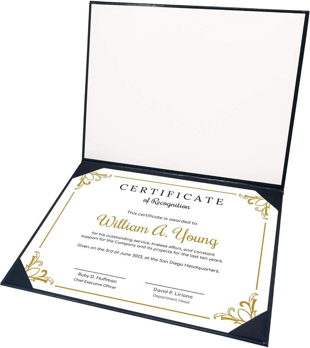 Recognition Certificate Holder 8.5x11 Padded Awards Certificates Cover Protector with Logol "Certificate of