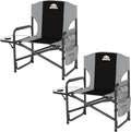 Oversized Directors Camping Chairs, 2 Pack, 600 lb, Black | Heavy duty outdoor chairs for adults, 28" wide seat