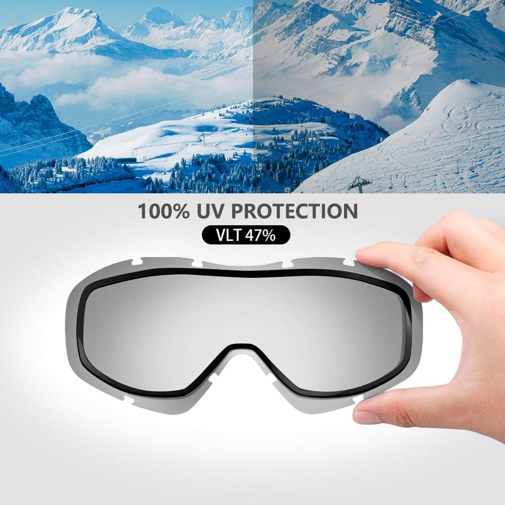 OTG Ski Goggles, Snowboard Goggles for Men, Women & Youth | Over Glasses Ski Goggles with Anti-fog UV400 Protection