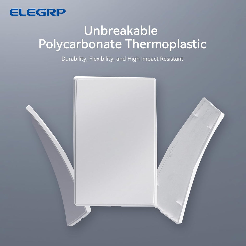 Blank Wall Plate Cover, 1-Gang Screwless Blank Outlet Plate, Mid-Size 4.88" x 3.13" Unbreakable Thermoplastic Blank