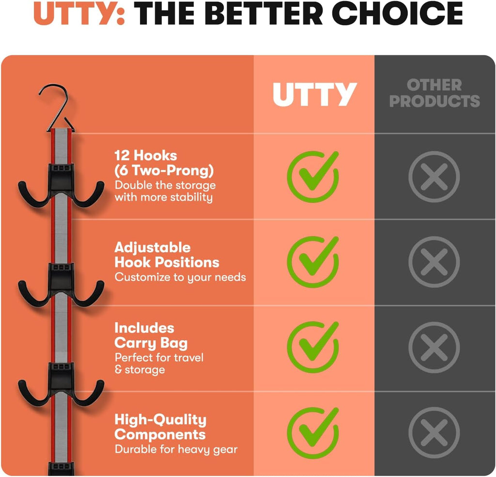 UTTY Multipurpose Portable Hanging Rack - Vertical Hockey Gear Drying Rack