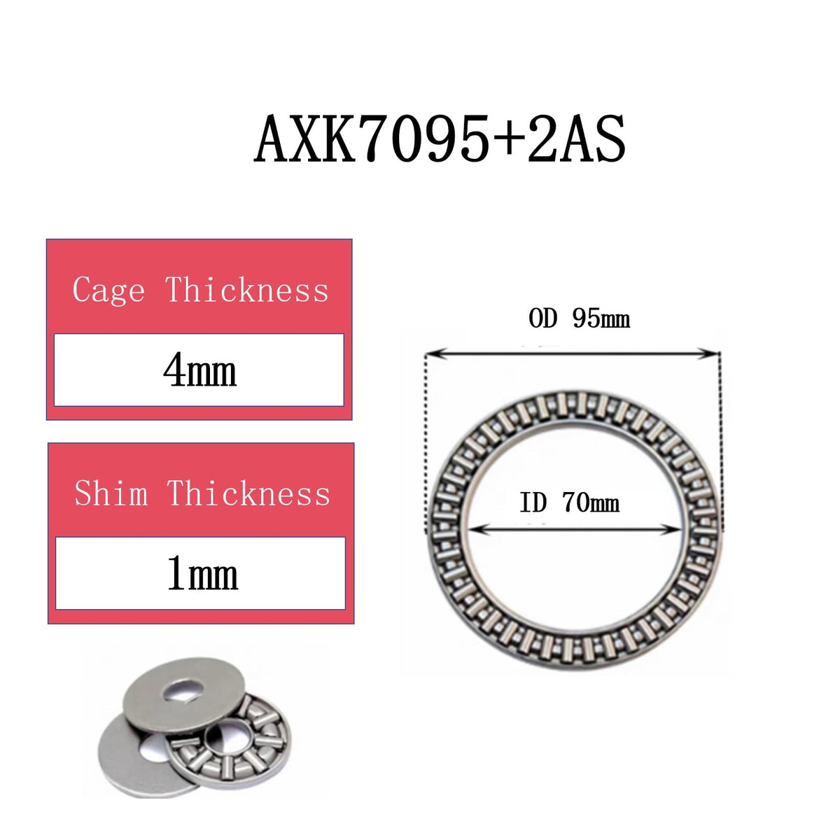 RPS-IND 2PCS AXK7095 Thrust Needle Roller Bearings with Washers