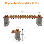 Copper Grounding Bar Kit, 7.8" Copper Bus Bar Ground Bus Bar with 16 Terminal Positions and UL Material BusBar Insulator T Posts