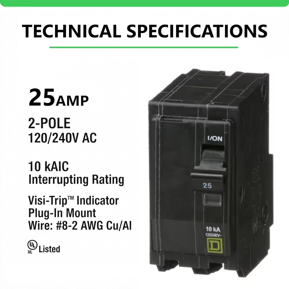 Genuine Square D QO225 25 Amp Double Pole Circuit Breaker Kit