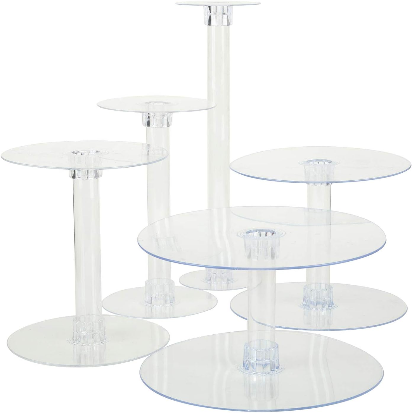 5 Tiers Clear Round Crystal Acrylic Cupcake Stand - Tiered Dessert Food Display Serving Tower Birthday Party Wedding