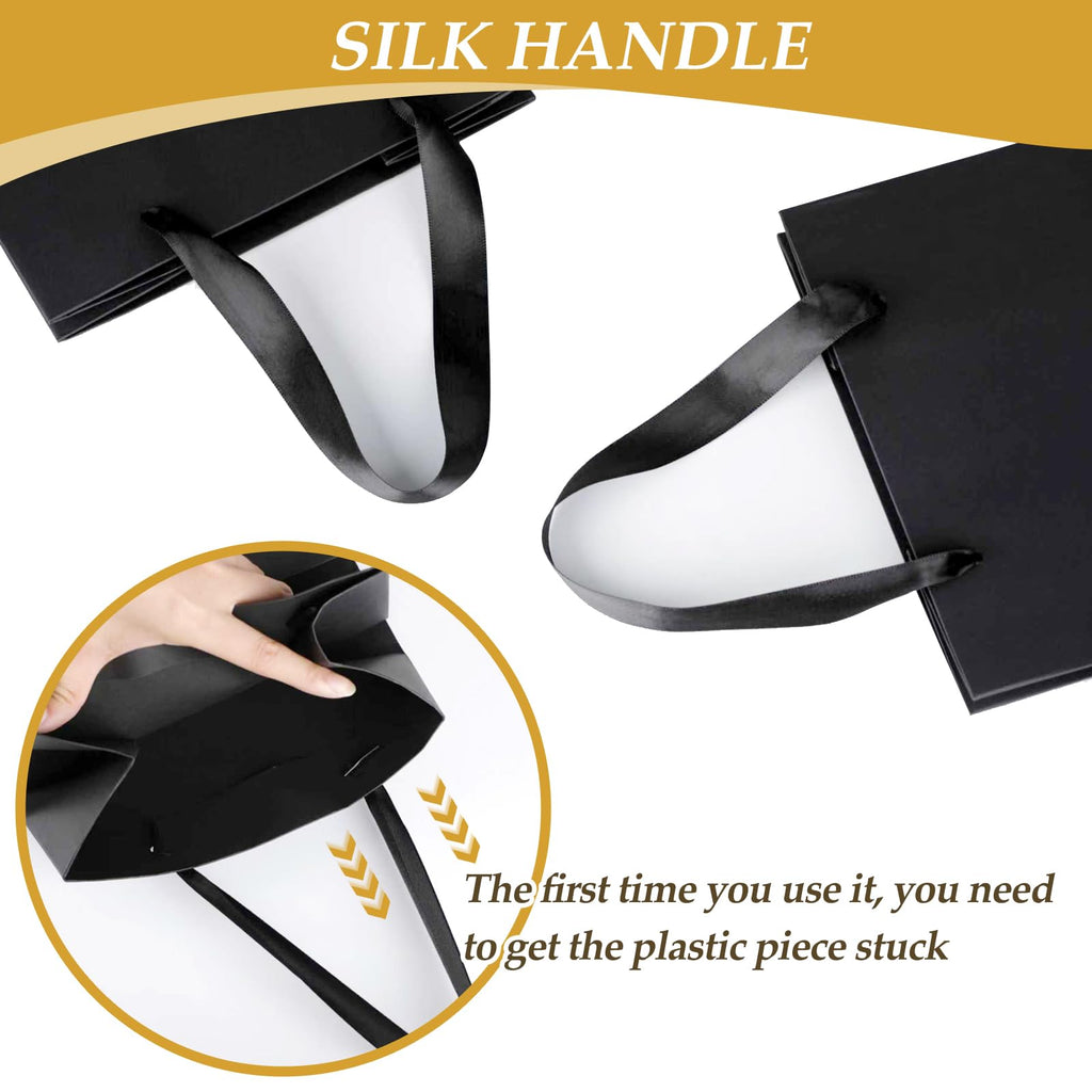 30 Pack Black Small Gift Bags with Handles and 30 Tissue Papers