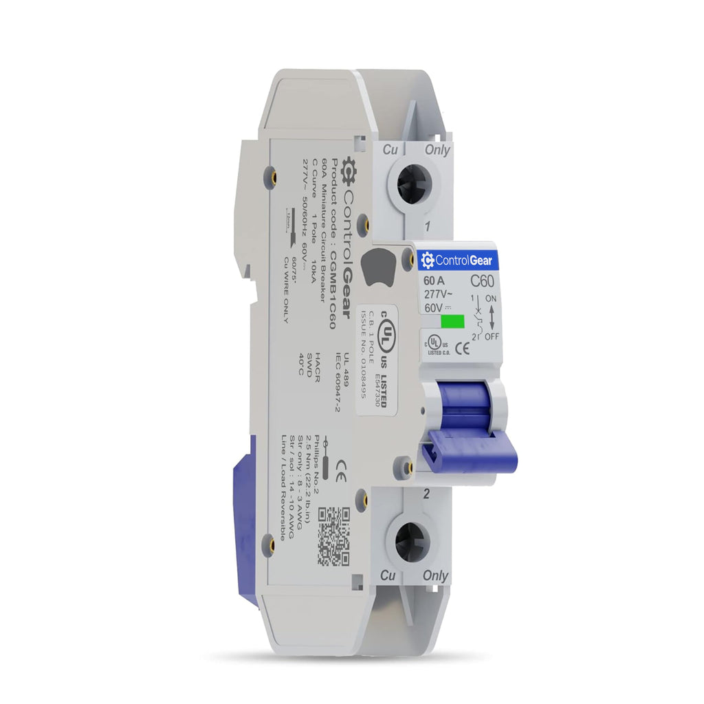 ControlGear Miniature Circuit Breaker 60A, 1-Pole C Curve, UL-489 Listed