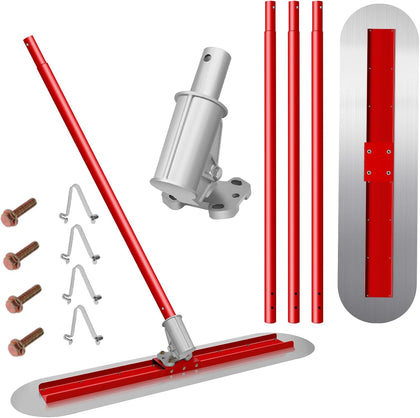 Concrete Finishing Float, 48x12 Stainless Steel Bull Float with Four 59 Inch Aluminum Handles and Adjustable Angle