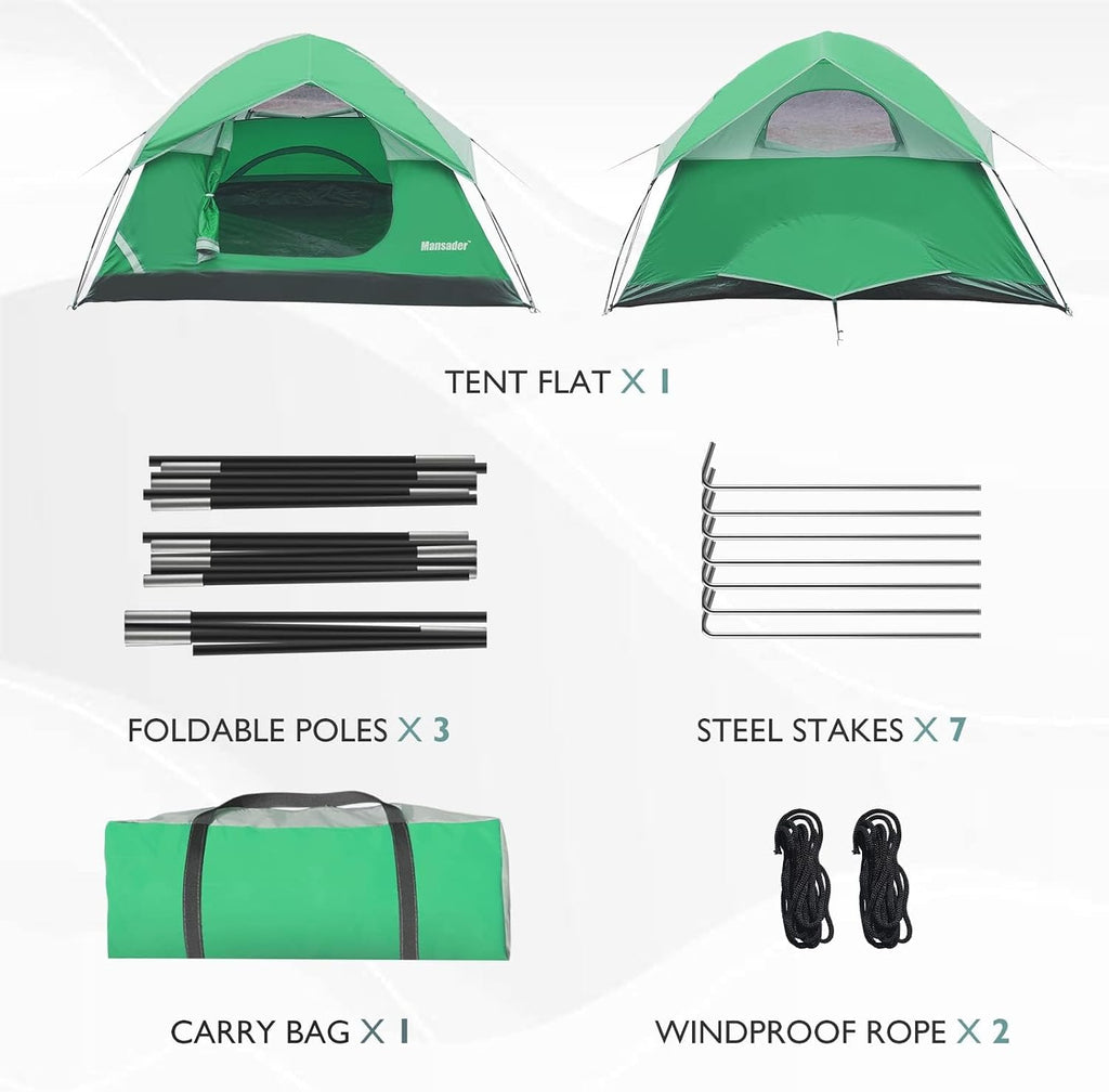 Camping Tent, Waterproof 2/3/4 Person Tents for Camping, Lightweight Easy Set Up Outdoor Hiking Tent Backpacking Tent