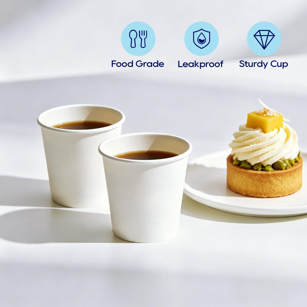 500 Pack 4 oz Paper Cups, White Disposable Paper Coffee Cups