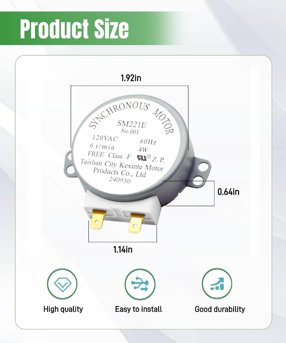 2026 WPW10466420 SM221E Microwave Turntable Motor