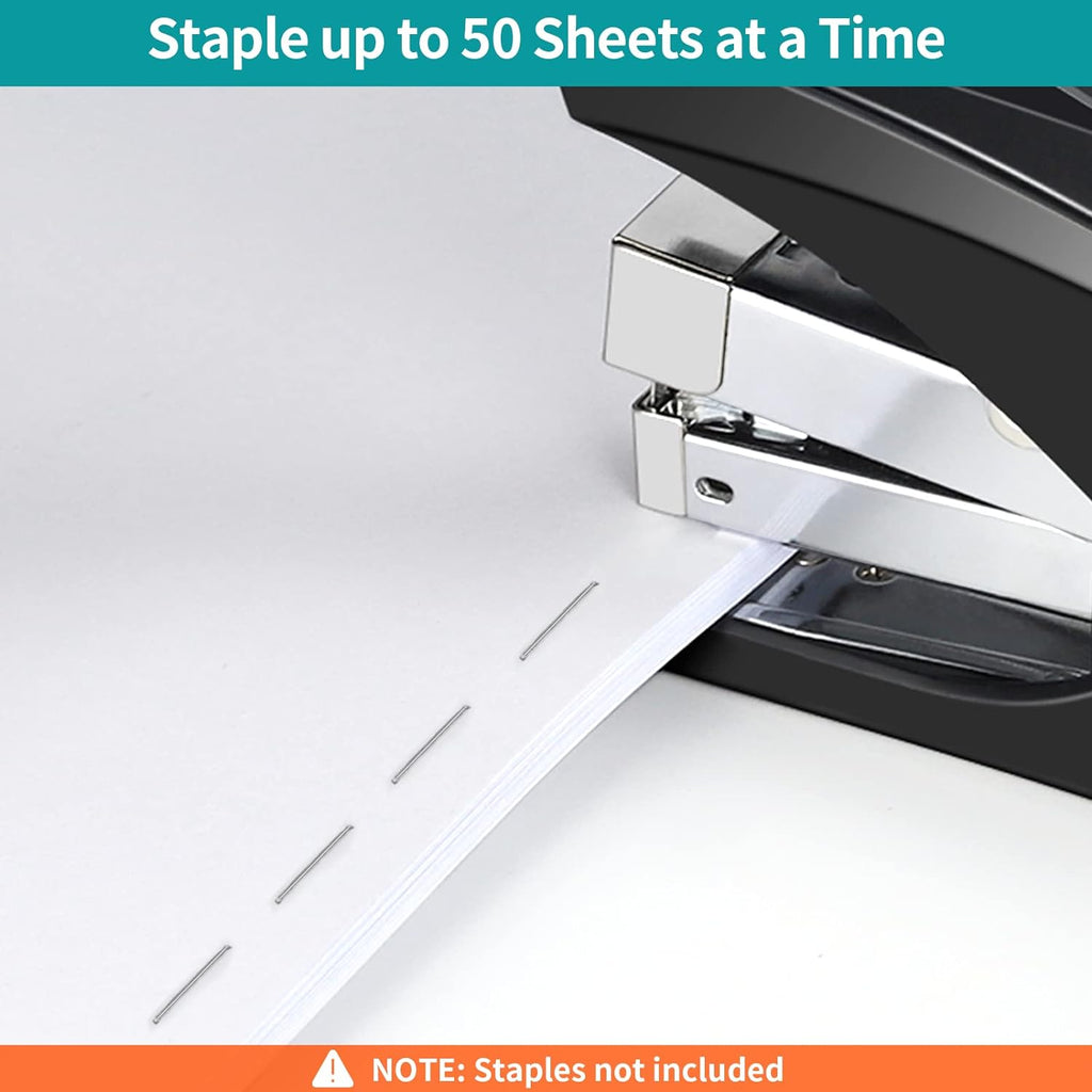 Stapler for Desk, 50 Sheet Effortless Desktop Stapler Staple with One Finger, Portable Ergonomic Handheld Staplers