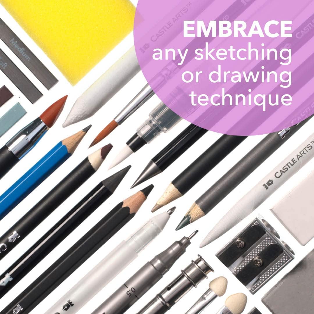 100 Piece Drawing & Sketching Set | Graphite, Charcoal, Pastel, Metallic Pencils + More for Professional and Adult