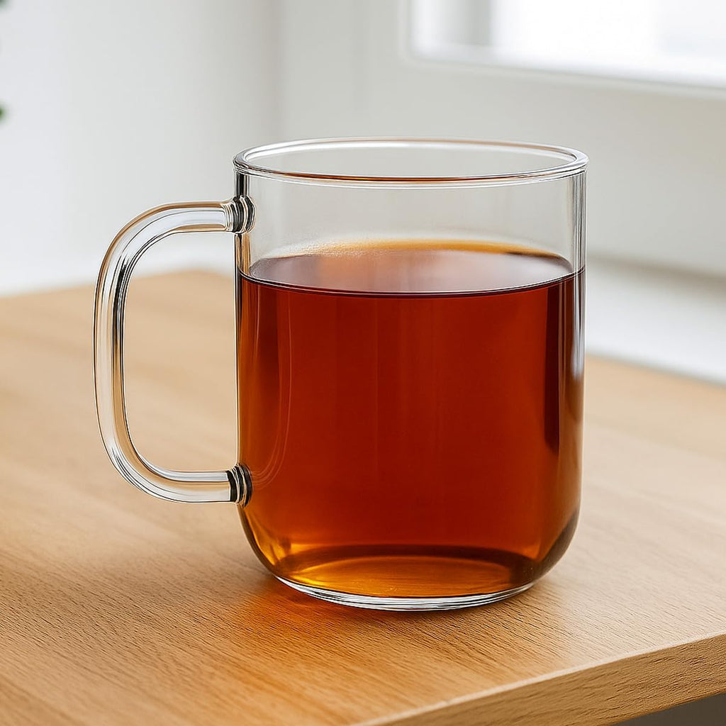 20oz Glass Coffee Mugs Set of 2, Clear Borosilicate Cups with Handle