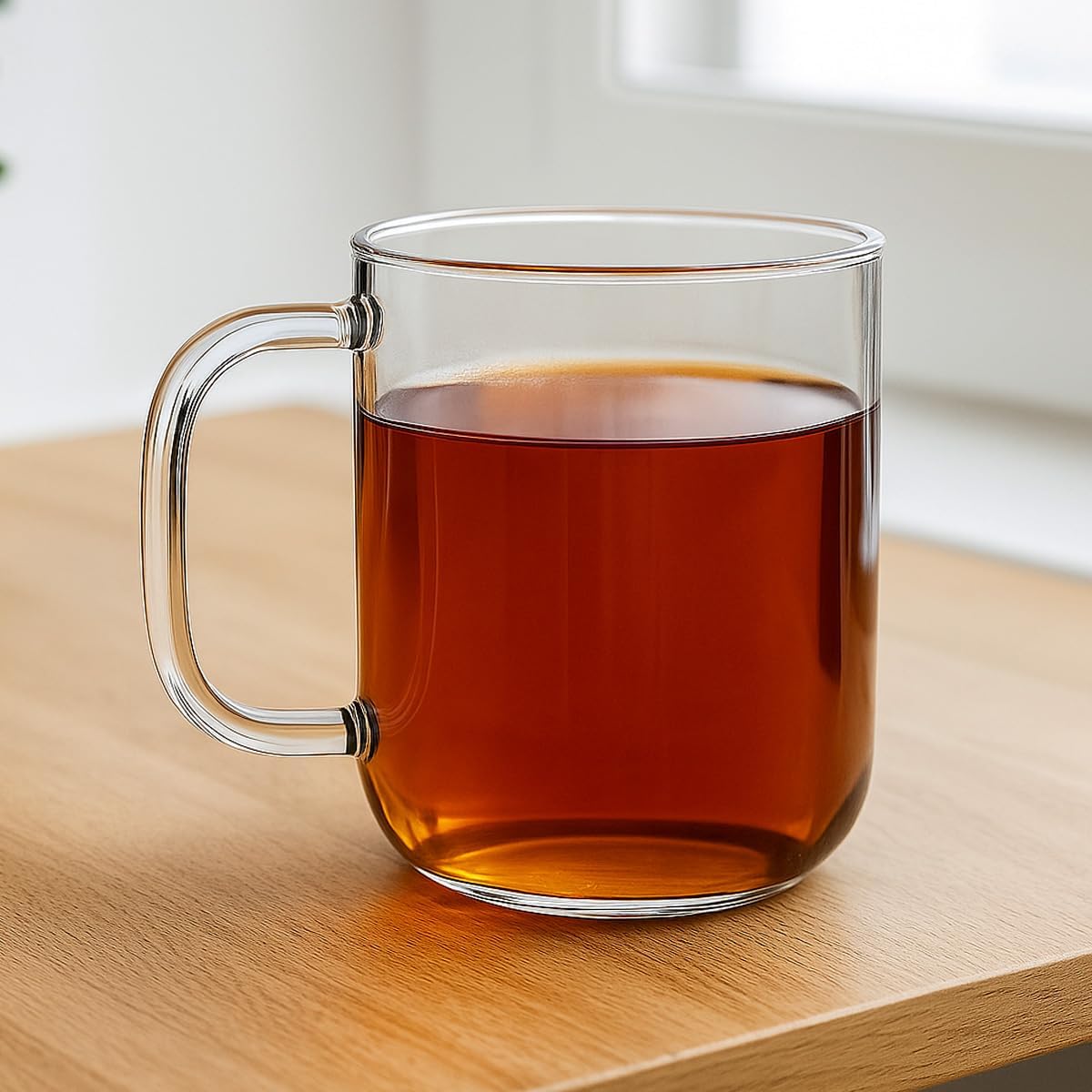 20oz Glass Coffee Mugs Set of 2, Clear Borosilicate Cups with Handle