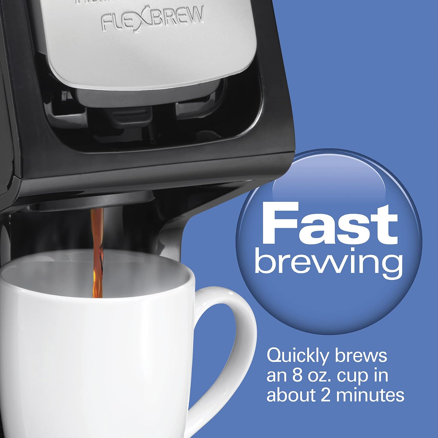 FlexBrew Single Serve Coffee Maker | Uses Pod Packs and Grounds | Regular & Bold Options | Slim Design | 14 oz.