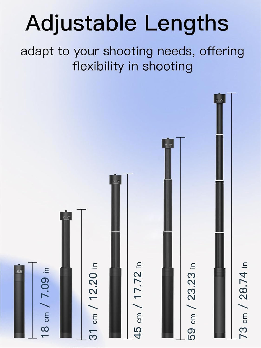 Gimbal Extension Rod, 29" Extension Pole for DSLR Cameras, Adjustable Selfie Stick with 1/4 Screw Interface