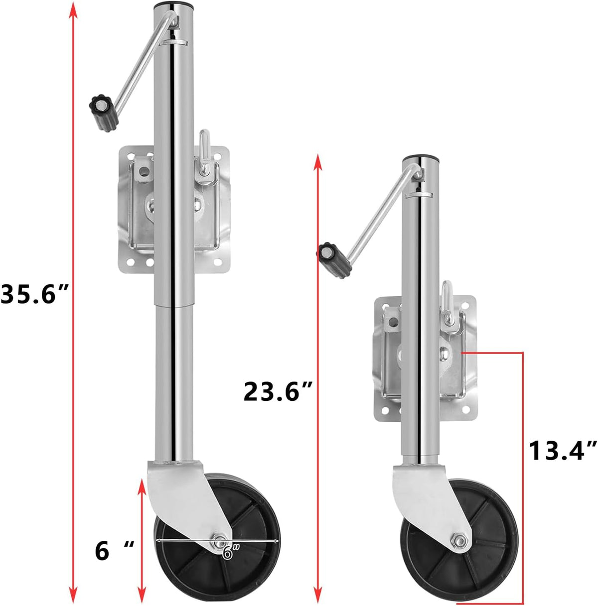2000 lbs Heavy Duty Trailer Jack, Dual 6 Inch Wheels Boat Trailer Tongue Jack, 12 Inch Travel Swivel Jack for RV