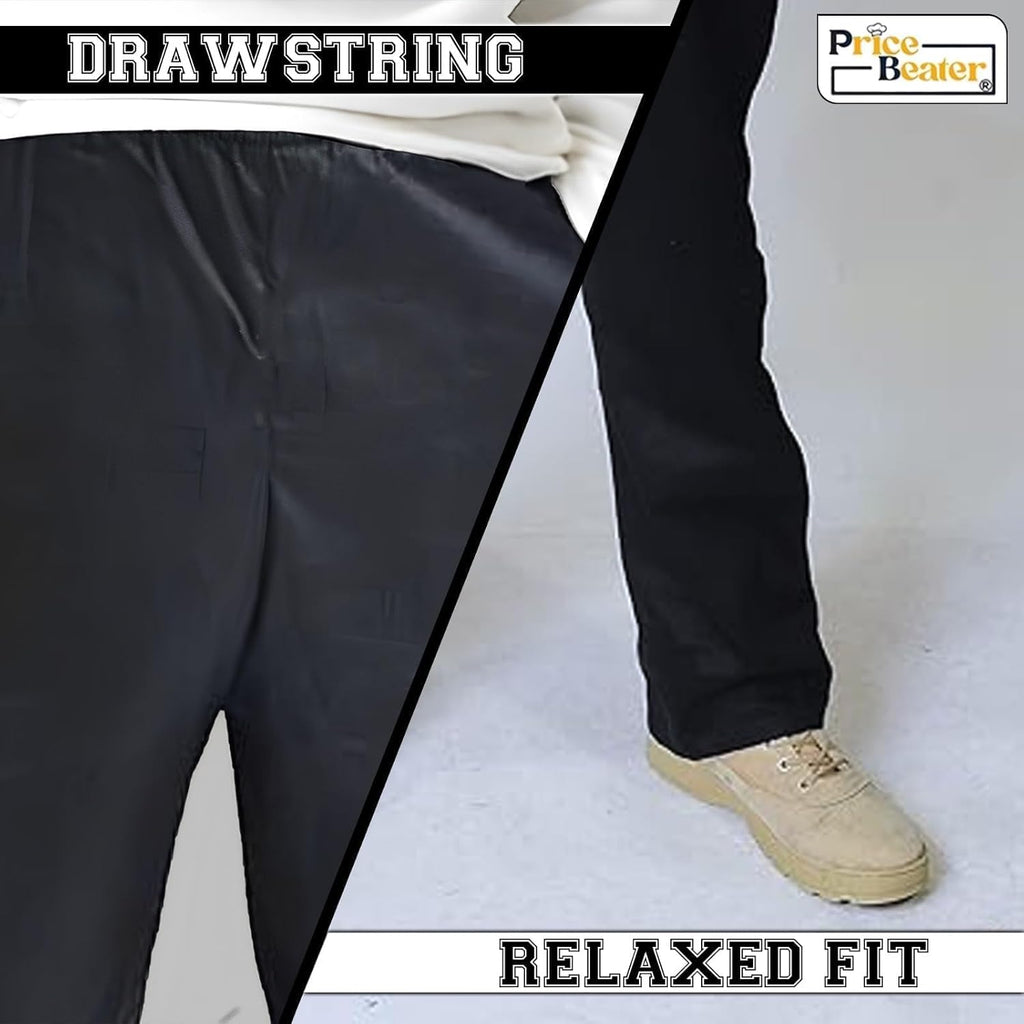 Black Chef Pants for Men and Women, Professional Chef Trousers with Elastic Waistband, Unisex Lightweight Pants