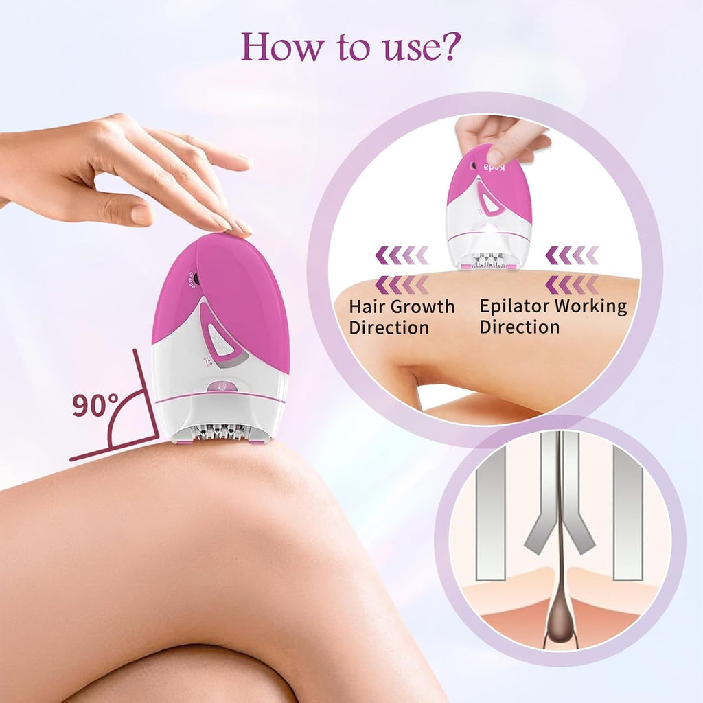 Epilator for Women, Smooth Glide Facial Hair Remover with 2 Speed & LED Light, Rechargeable Cordless Electric