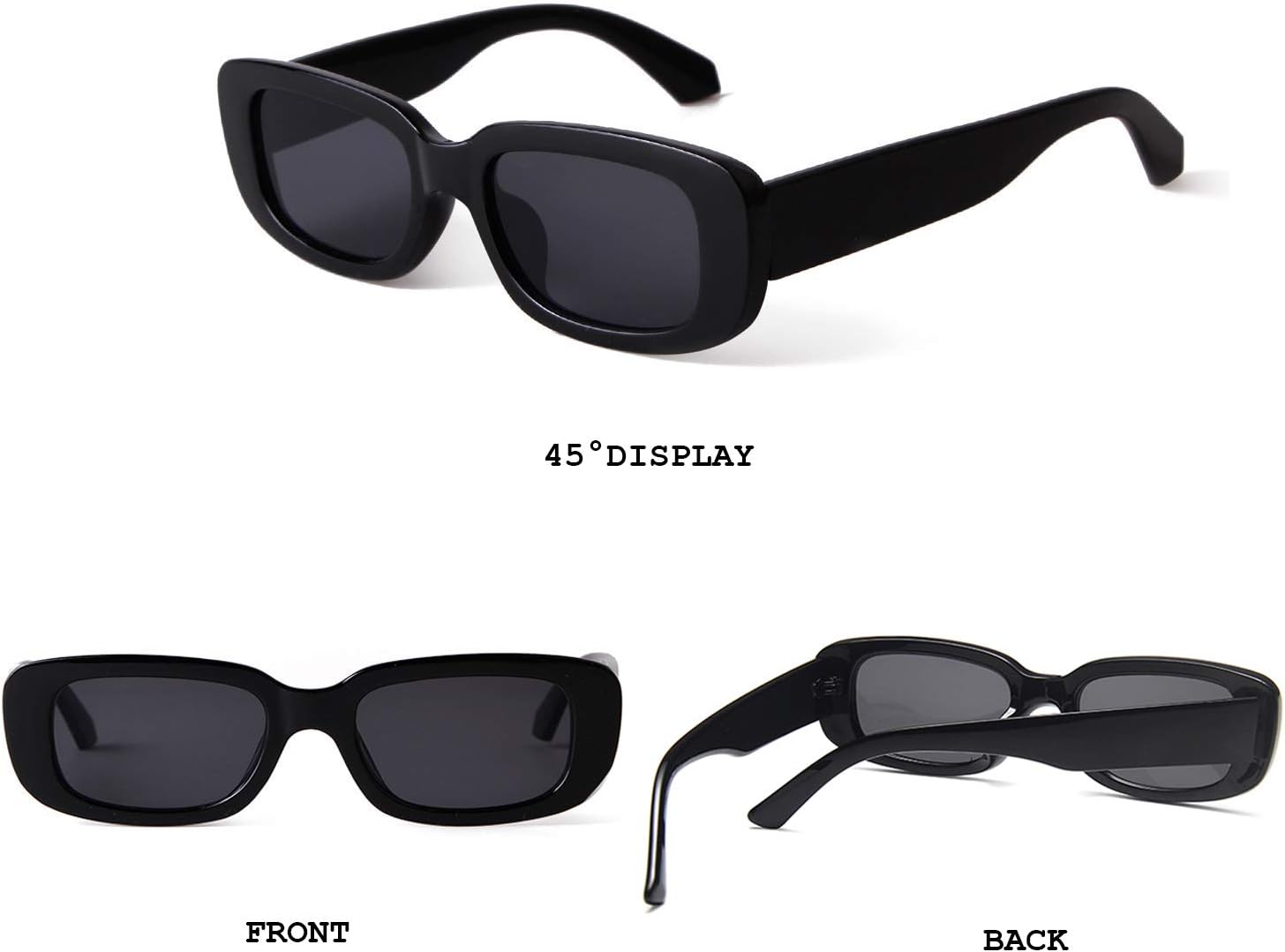 Rectangle Sunglasses for Women Retro Driving Glasses 90’s Vintage Fashion Narrow Square Frame UV400 Protection