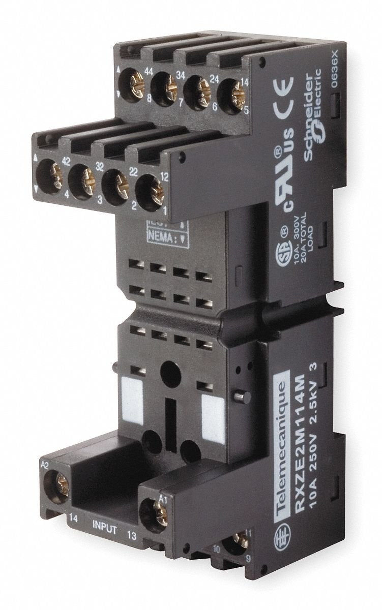 Schneider Electric Relay Socket, Socket Type: Finger Safe/Elevator, Socket Style: Square, Number of Pins: 14
