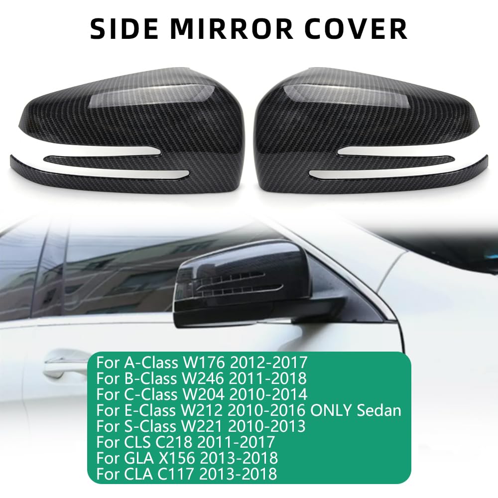 Side Mirror Cap Covers Compatible with Mercedes Benz Carbon Fiber Pattern