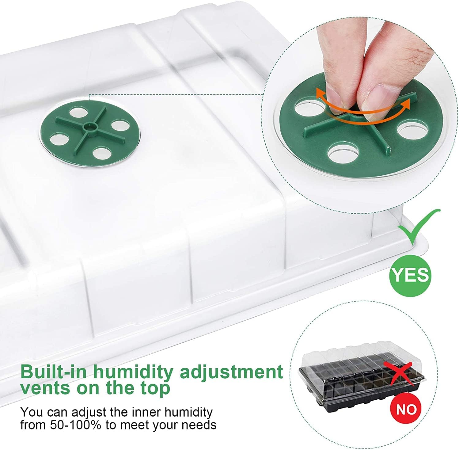 Seedling Trays Seed Starter Tray, 5-Pack Mini Propagator Plant Greenhouse Grow Kit with Humidity Vented Domes and
