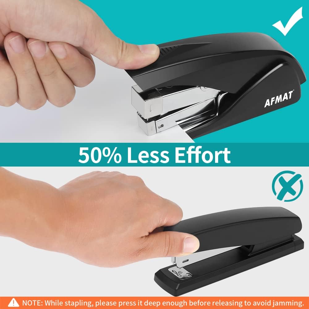 Stapler for Desk, 50 Sheet Effortless Desktop Stapler Staple with One Finger, Portable Ergonomic Handheld Staplers