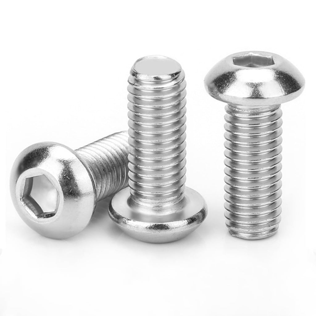 #8-32 x 1 (50 Pcs) Button Head Hex Socket Cap Screws Bolts, 304 Stainless Steel 18-8, Hex Drive, Bright Finish, Fully Machine Thread