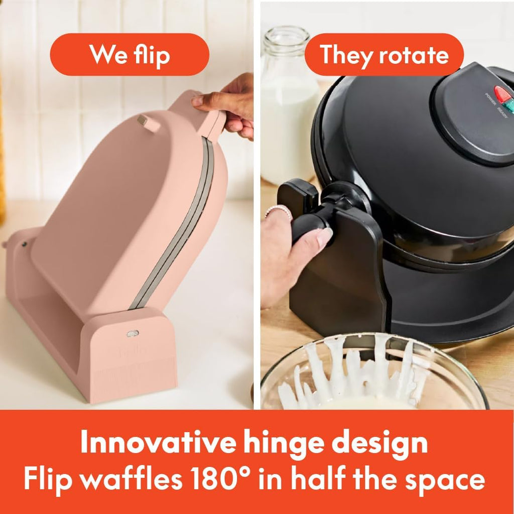 Fits-Anywhere Flip-n-Store Non-Toxic Belgian Waffle Maker, Blossom