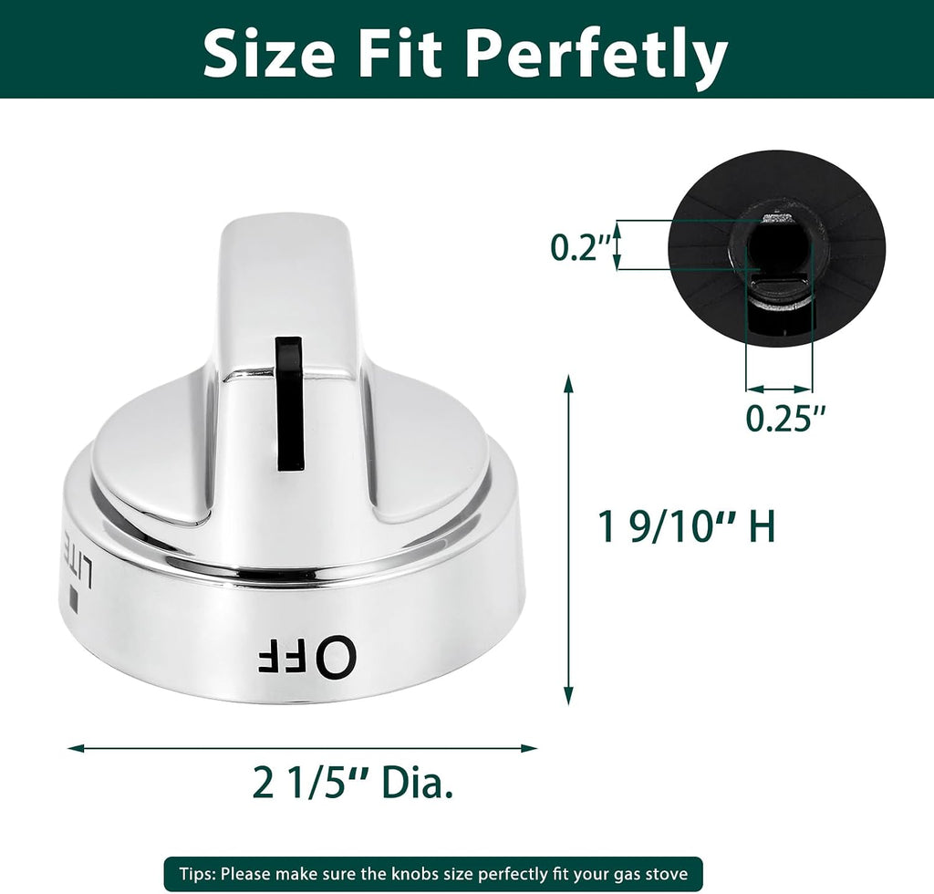 WB03X24818 KIP 5G92 Stove Knobs Cooktop Replacement Parts for GE Range Cooktop Oven Knob Adora JGB700SEJ4SS Gas Stove Top Knob JGB735SP1SS JGB700SEJ1SS Surface Burner Control Knobs 5 Pcs