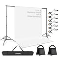 7x10 FT Photo Backdrop Stand Kit with 6x9FT White Backdrop, Studio
