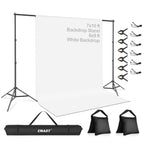 7x10 FT Photo Backdrop Stand Kit with 6x9FT White Backdrop, Studio