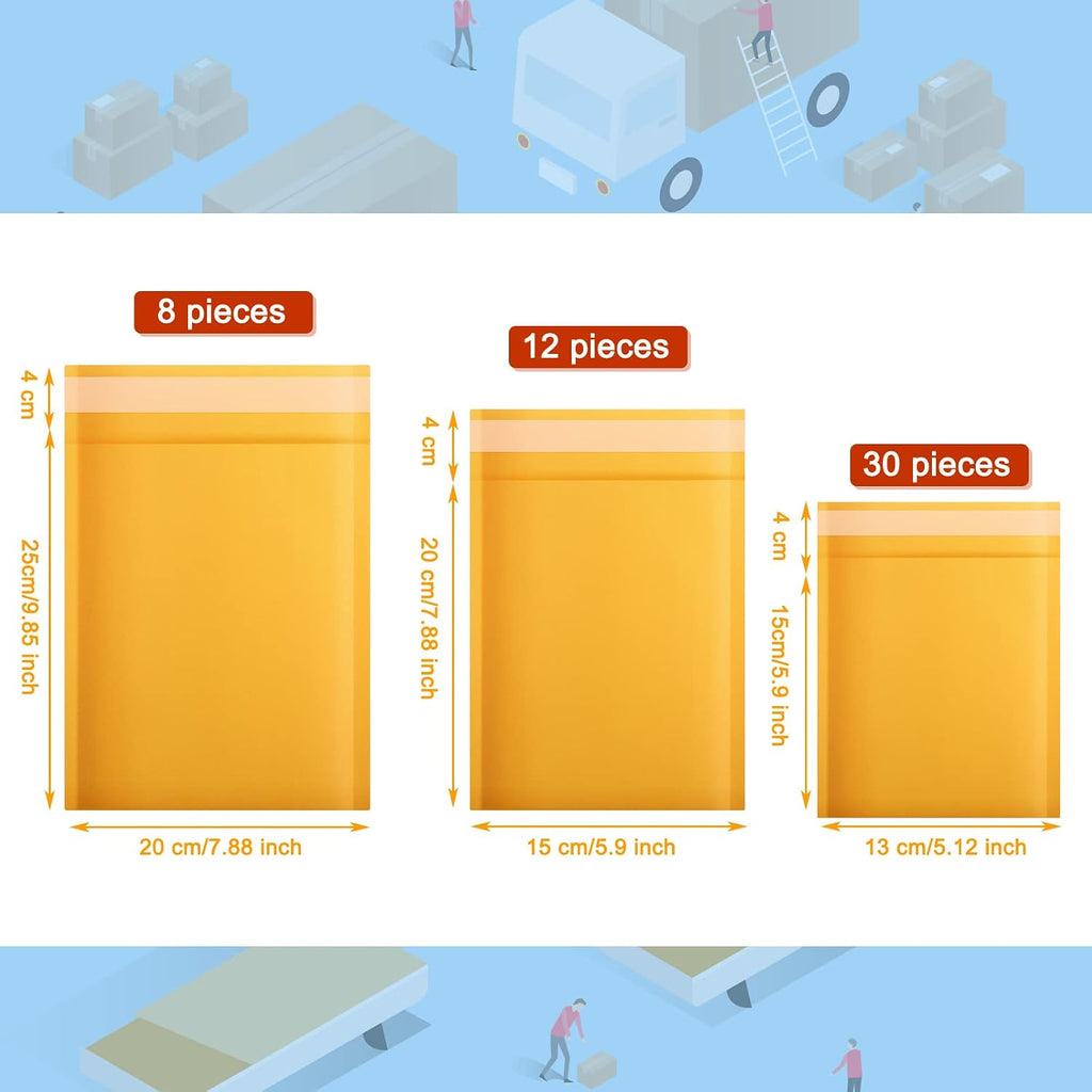 50 Pcs Metallic Foil Bubble Padded Envelopes Mailers, Yellow