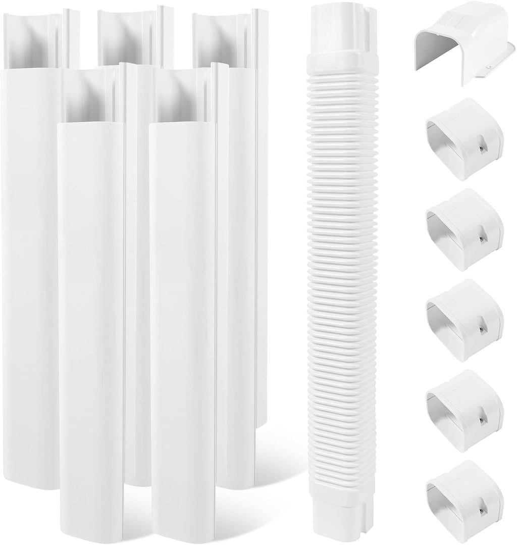 10ft Mini Split Line Set Cover 4" PVC for AC & Heat Pump White | Premium PVC & ABS; UV-resistant; snap-on for quick
