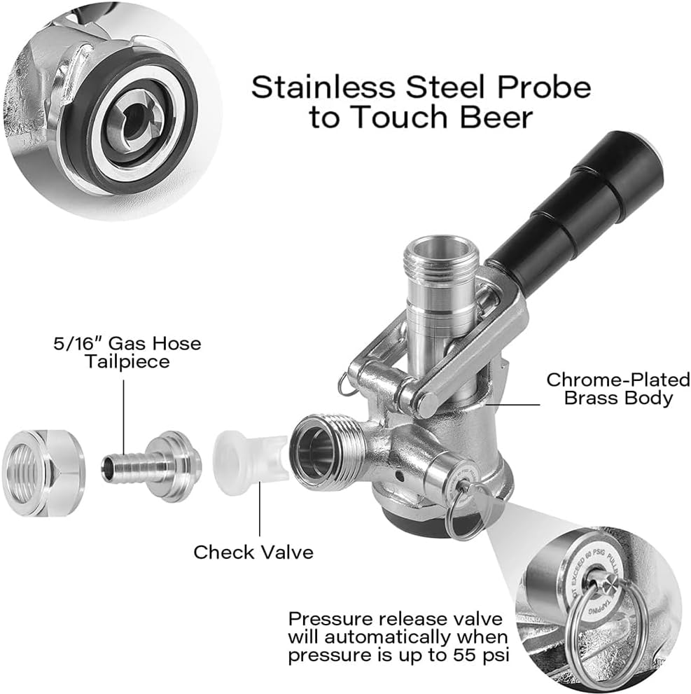Single Tap Kegerator Tower Kit, Stainless Steel Beer Conversion Kit
