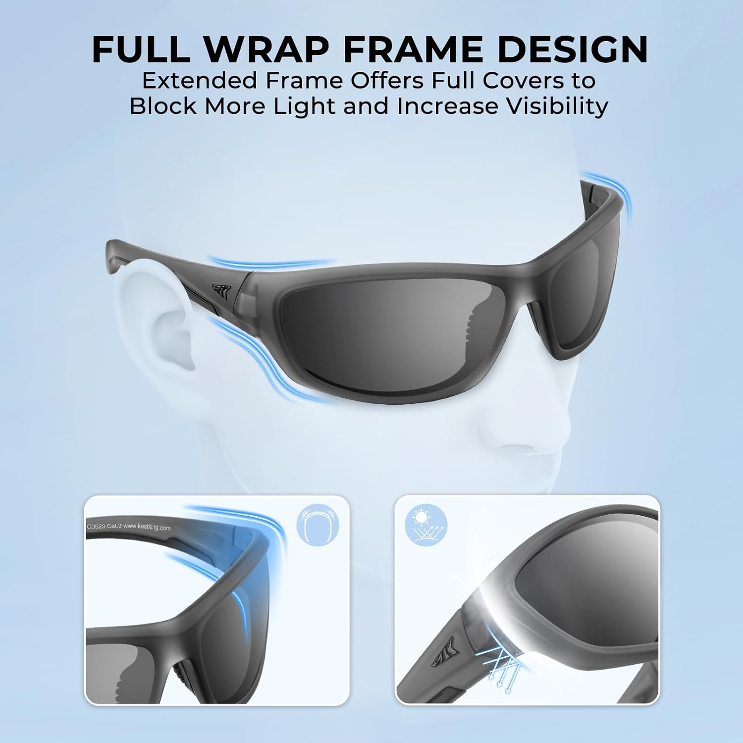 Hiwassee Polarized Sport Sunglasses for Men and Women, Wrap Sunglasses for Fishing Cycling and Running,UV Protection