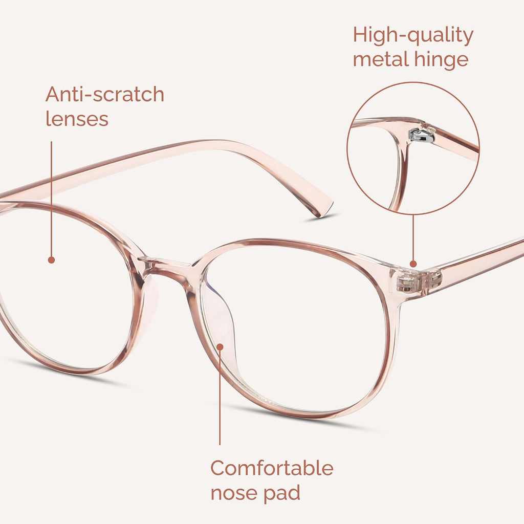 Blue Light Blocking Glasses Women, Fashion Round Transparent Anti Blue Light Glasses with Anti Eyestrain & UV Glare