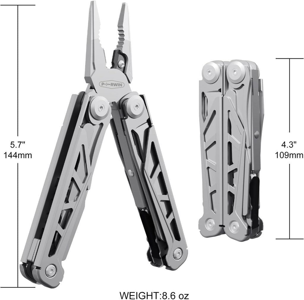 Multitool, 17-in-1 Stainless Steel Multi Tool Pliers with Self-Locking, Pocket Knife, Nylon Sheath, Professional