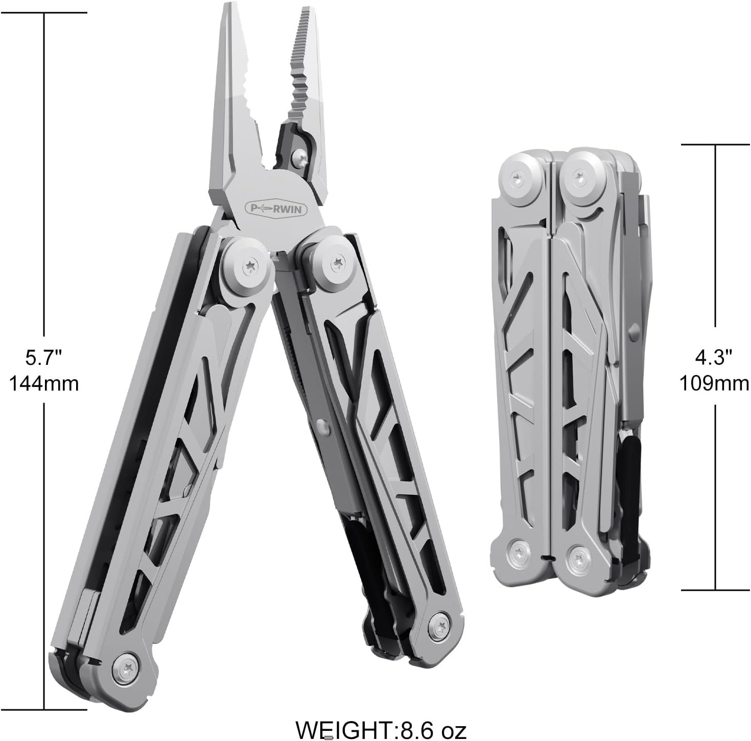 Multitool, 17-in-1 Stainless Steel Multi Tool Pliers with Self-Locking, Pocket Knife, Nylon Sheath, Professional