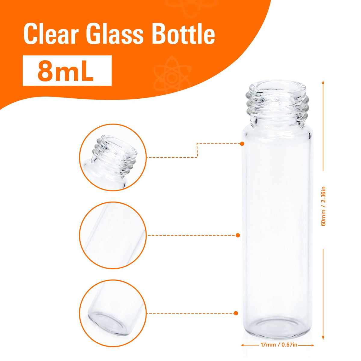8ML Small Clear Glass Vials with Screw Caps, 20 PCS