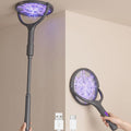 Rotating Head Electric Fly Swatter Rechargeable, 360° Swivel Mosquito Zapper Racket with Telescopic Extension Handle