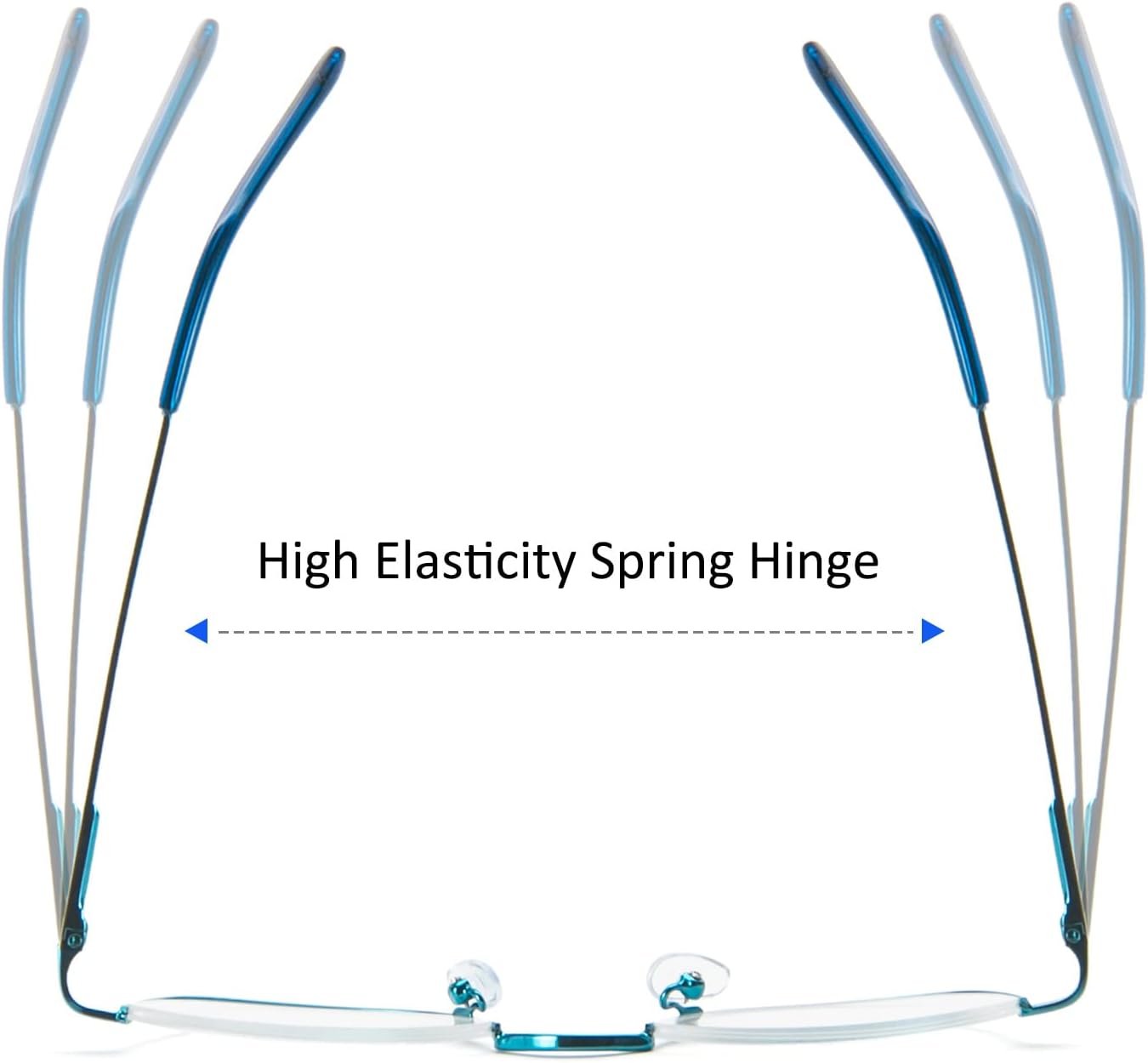 Half Moon Reading Glasses for Women Men Small Semi Frame Metal Spring Hinge Readers