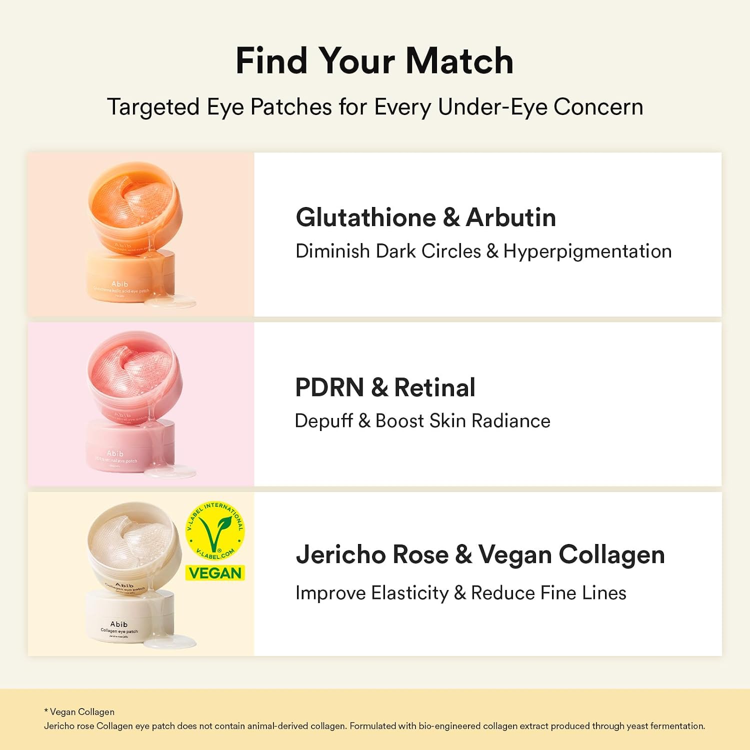 Vegan Collagen Eye Patches for Wrinkles & Fine Line with Jericho Rose Jelly & Peptides, 60 Count, Korean Skin Care
