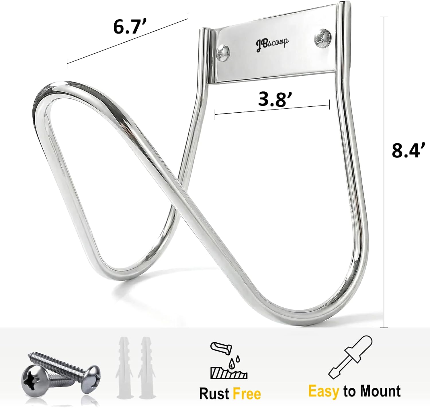 Garden Hose Holder Stainless Steel Small Wall Mount Garden Hose Hook, Ideal for Water, Air, Hydraulic Hose, Ropes