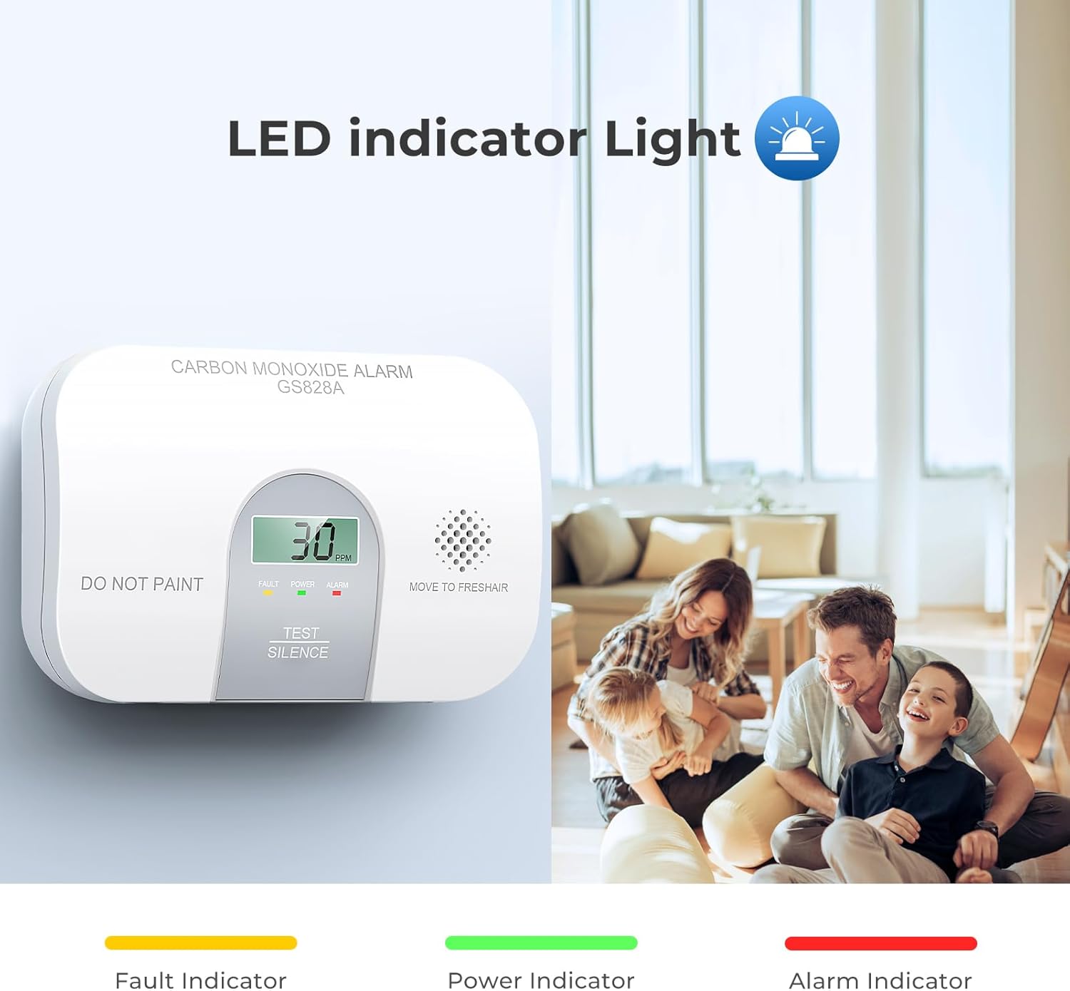 Carbon Monoxide Detectors, 10 Year Product Life CO Detector with LCD Digital Display and Sound Warning, ETL Listed