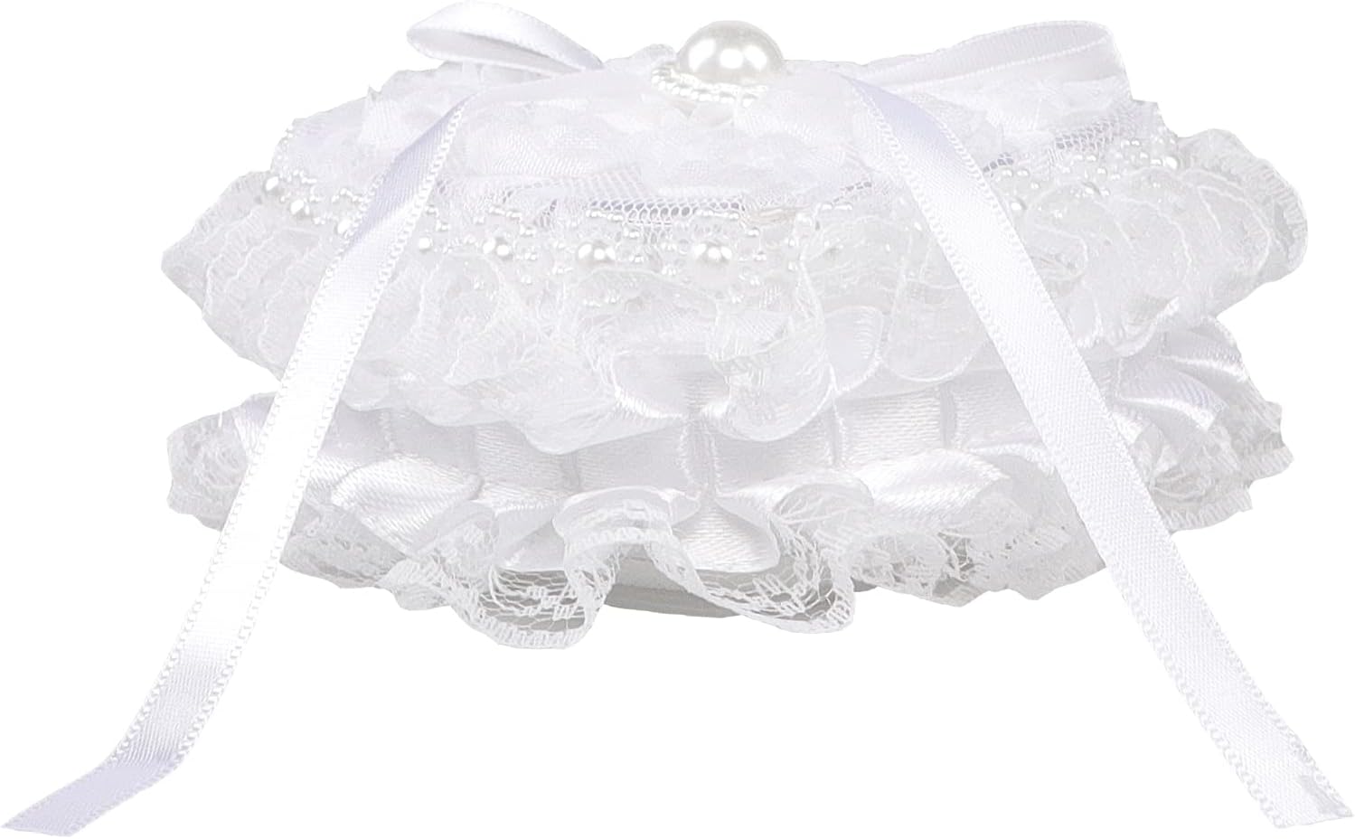 Romantic Heart Shaped Wedding Ring Bearer Box Wedding Ring Holder Lace Pearl Flower Elegant Ring Bearer Pillow for